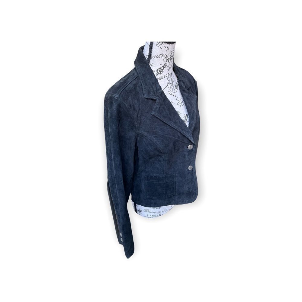 Women’s Navy Suede Two-Button Blazer Jacket
